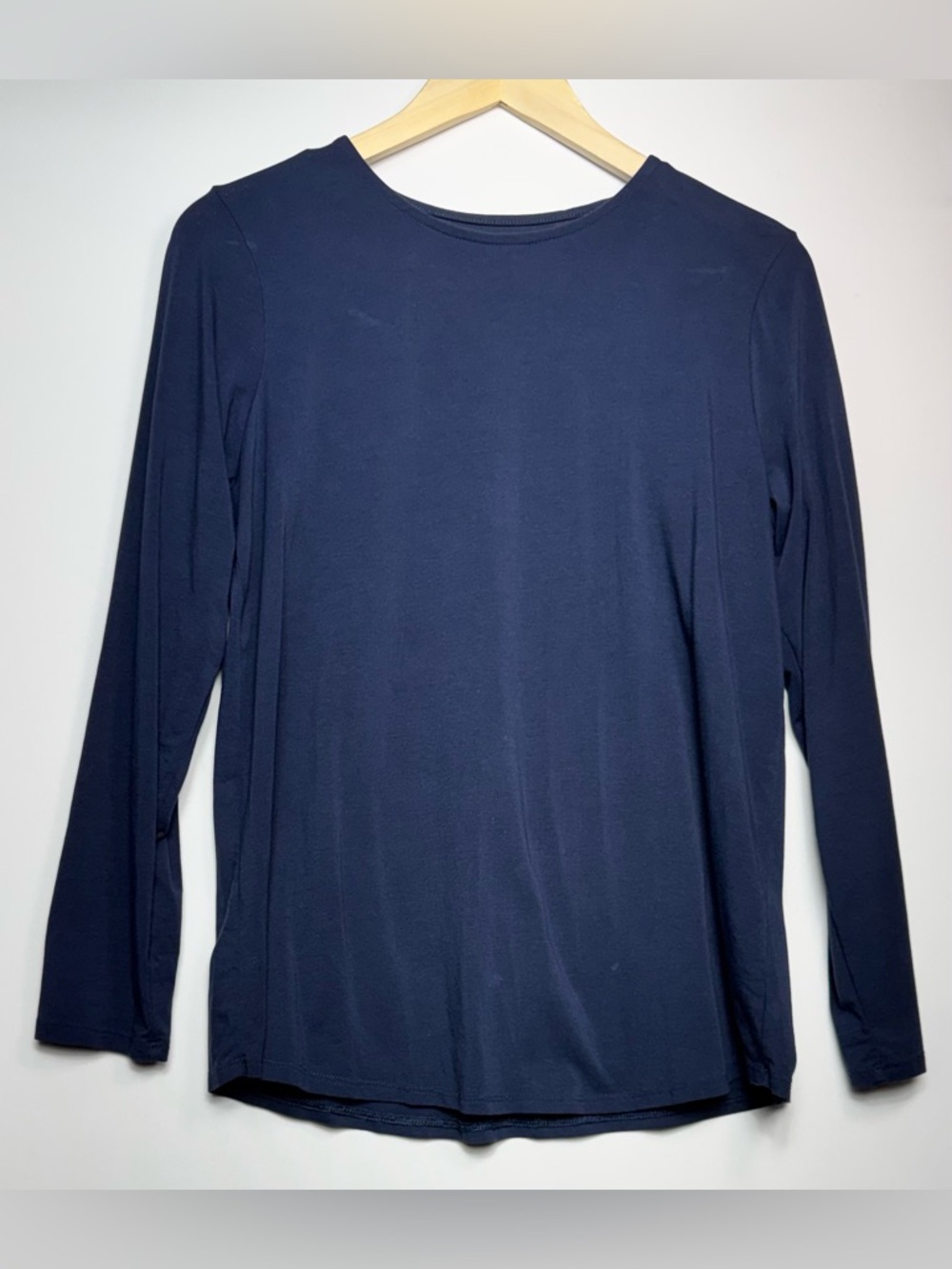 J. Jill PureJill Pima Stretch Cotton Shirttail Tee Long Sleeve Blue Med Petite